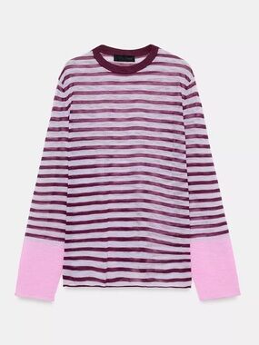 Zara Striped Long-Sleeve Sheer Top